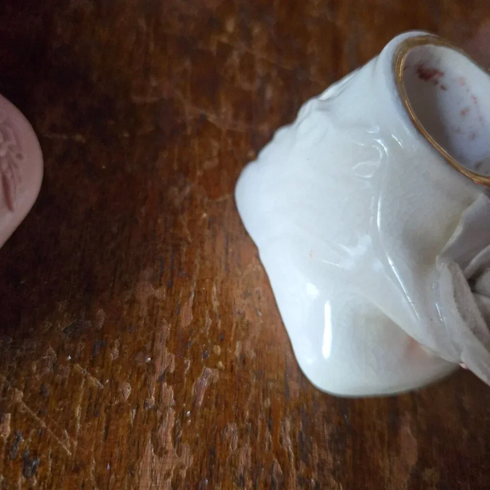 Vintage Porcelain Rose Candlestick Holder Cottagecore Romantic Victorian Style